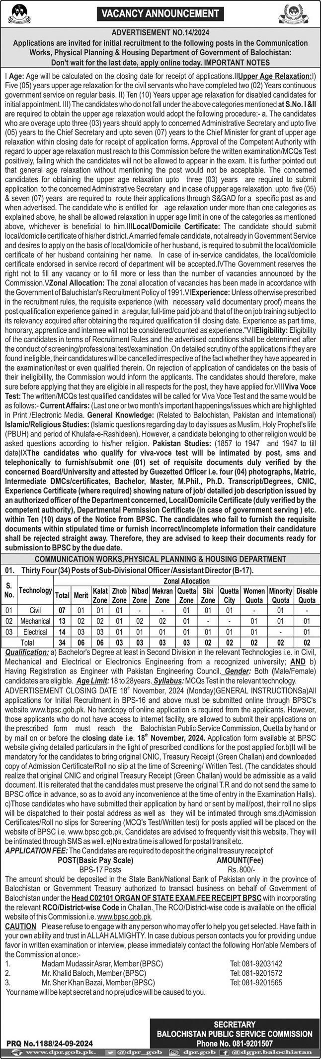 Balochistan Public Service Commission BPSC Jobs 2024