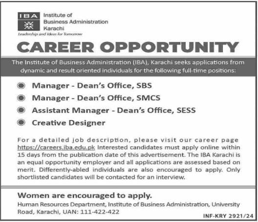 Institute Of Business Administration IBA Jobs 2024