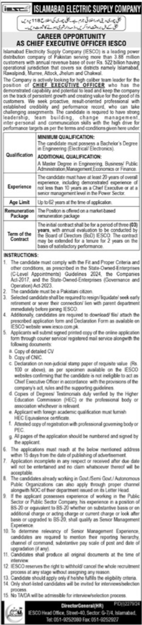 Islamabad Electric Supply Company IESCO Jobs 2024