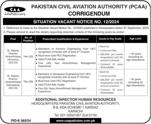 Pakistan Civil Aviation Authority PCAA Jobs 2024