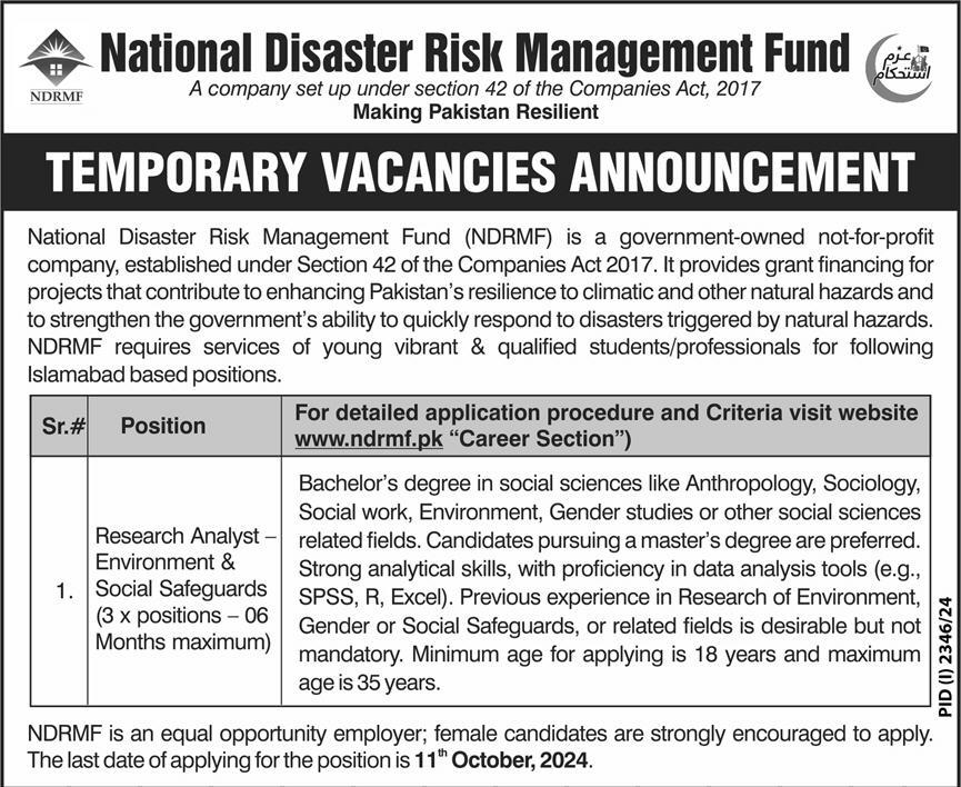 National Disaster Risk Management Fund NDRMF Posts 2024