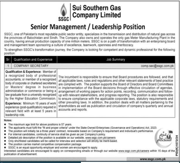 Sui Southern Gas Company Limited SSGC Posts 2024