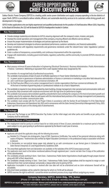 Sukkur Electrical Power Company SEPCO Jobs 2024